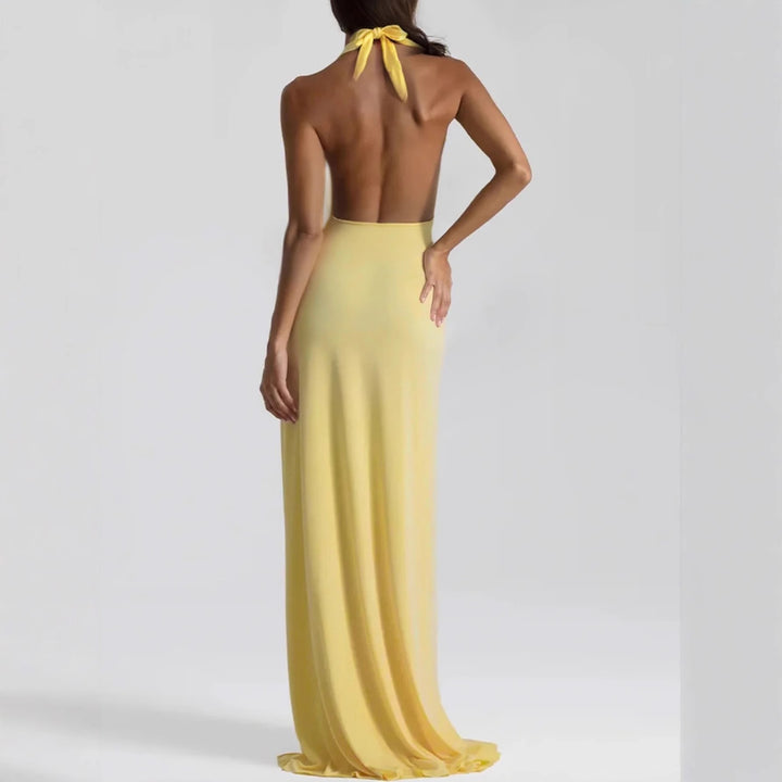 Damen Elegantes Abendkleid mit tiefem Ausschnitt und seitlichem Schlitz Lisslune