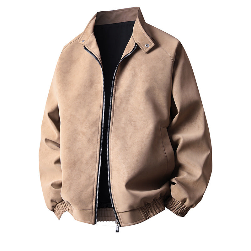 Men's stylish synthetic leather jacket in a modern design with elastic cuffs Lisslune