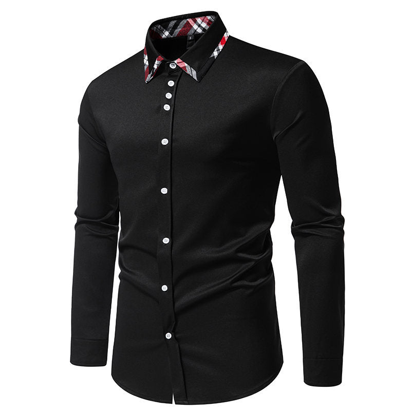 Men's elegant long sleeve shirt with contrasting check details Lisslune