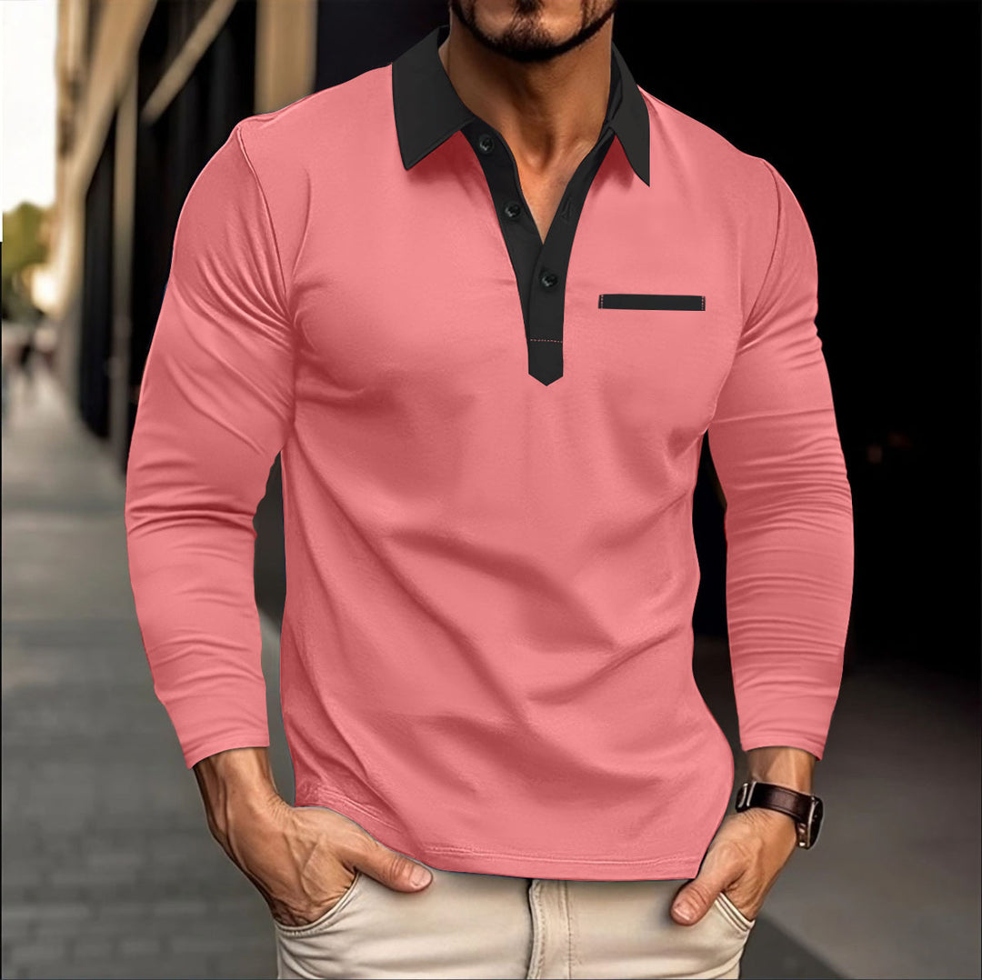 Men's Elegant Long Sleeve Shirt with Stylish Collar and Button Placket Lisslune