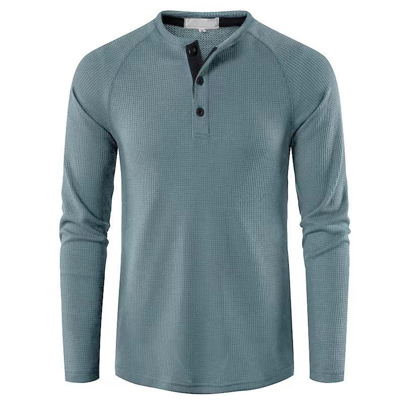 Men's fashionable long-sleeve shirt with elegant button placket and textured design Lisslune