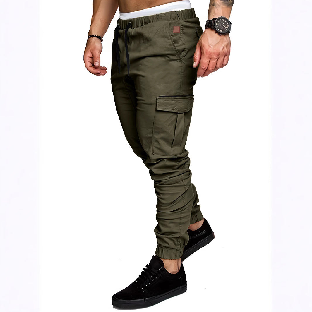 Men's Stylish Cargo Pants with Elastic Waistband and Practical Pockets Lisslune