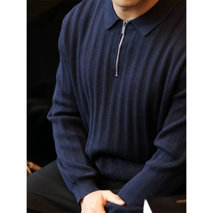 Men's knitted sweater with collar and practical zipper Lisslune