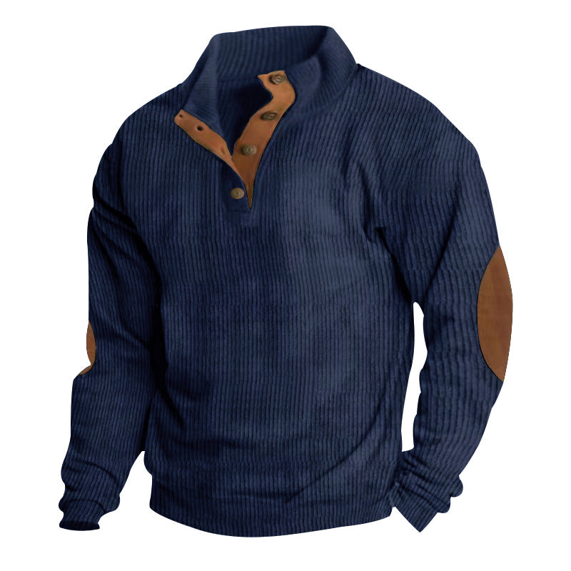 Men's Fashionable Sweater with Stand-Up Collar and Contrast Accents Lisslune