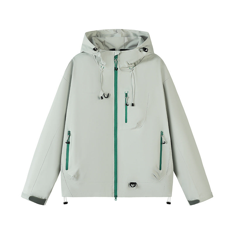 Men's technical outdoor jacket with adjustable hood design and multiple zip pockets Lisslune