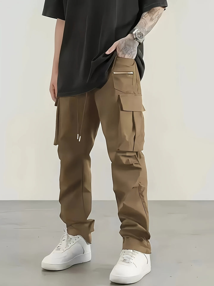 Men's modern cargo pants with multifunctional pockets and elastic waistband Lisslune