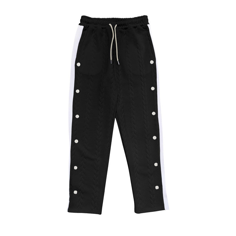 Men's sporty chino pants with side snap button details and elastic waistband Lisslune