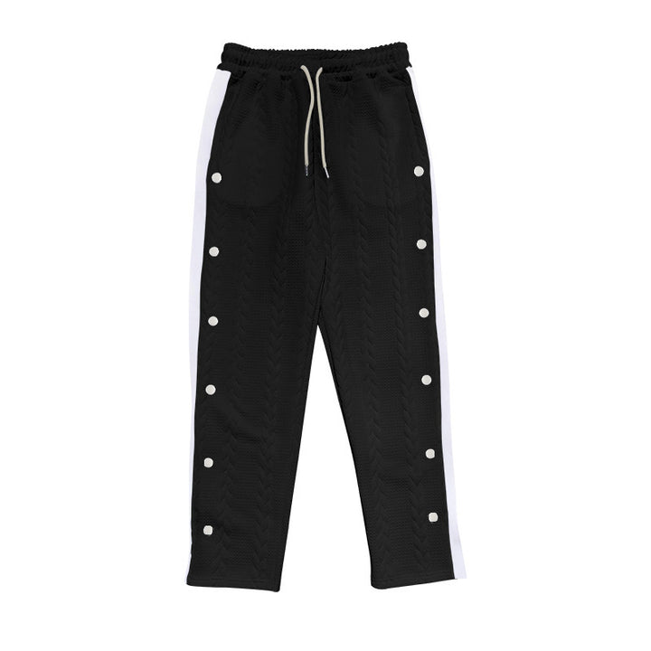 Men's sporty chino pants with side snap button details and elastic waistband Lisslune