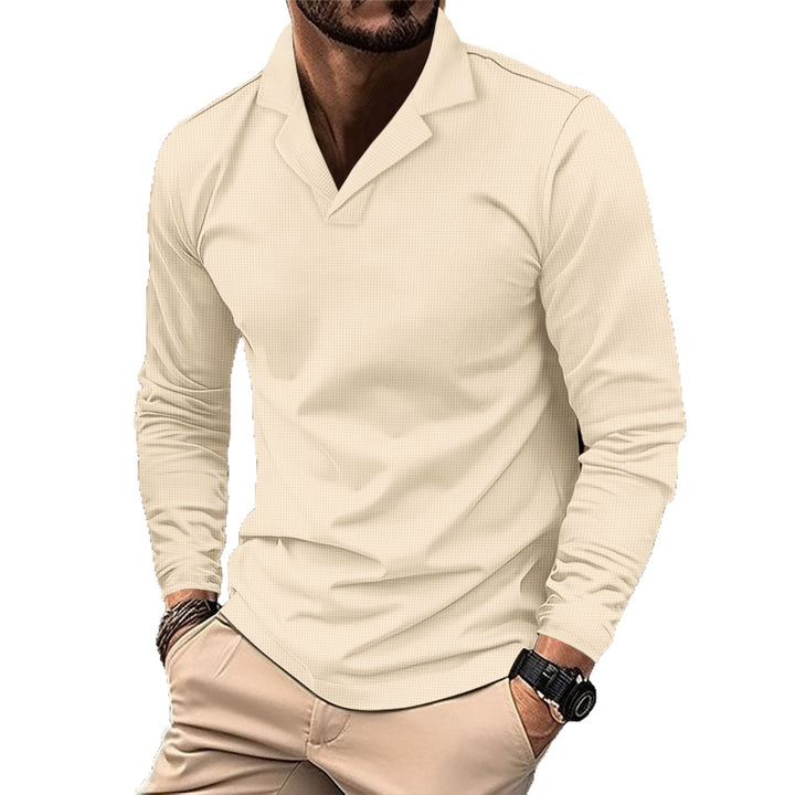 Men's casual long-sleeve shirt with structured design and modern stand-up collar Lisslune