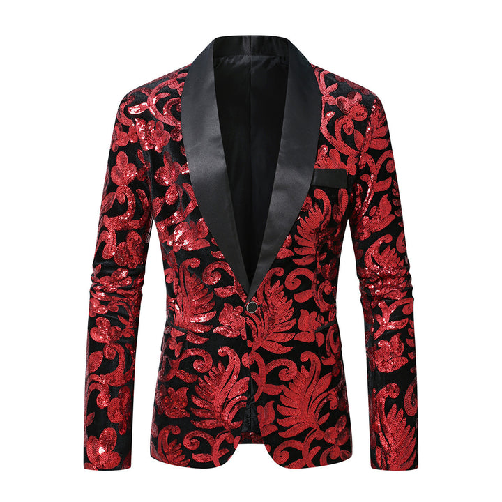 Men's glittering suit blazer with floral sequin patterns Lisslune