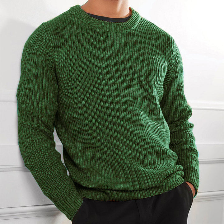 Men's knitted pullover with textured surface and round neck Lisslune