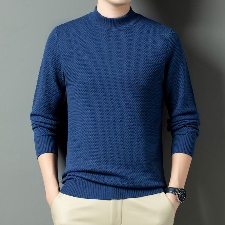 Men's Structured Turtleneck Sweater Made of High-Quality Cotton Lisslune