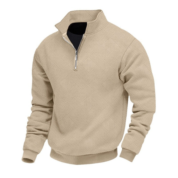 Men's quilted sweater with modern zipper and textured design Lisslune