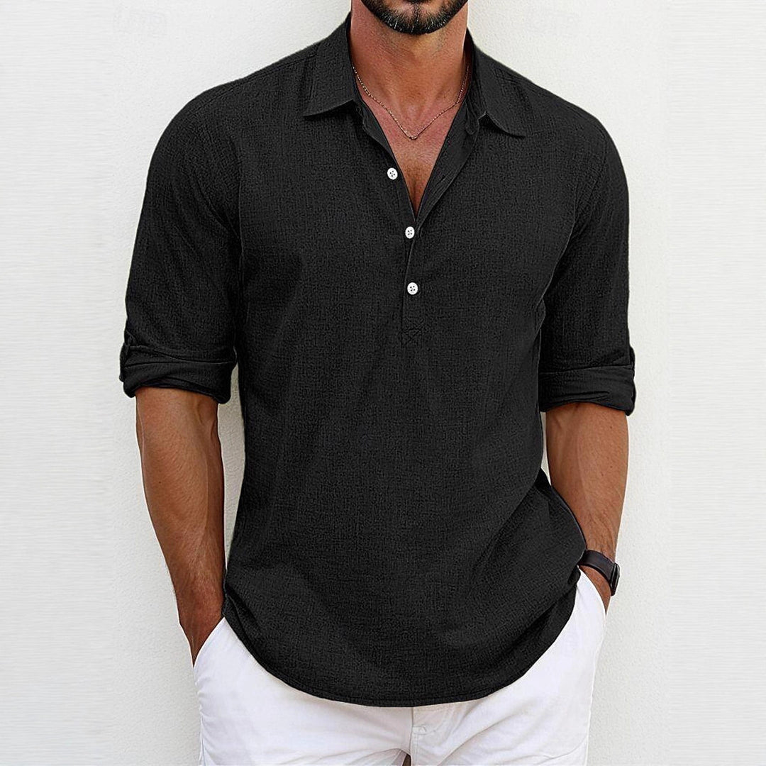 Men's stylish shirt with three-quarter sleeves and button placket Lisslune