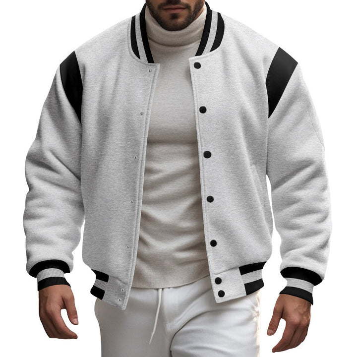 Men's Sporty College Jacket with Modern Design and Contrast Sleeves Lisslune