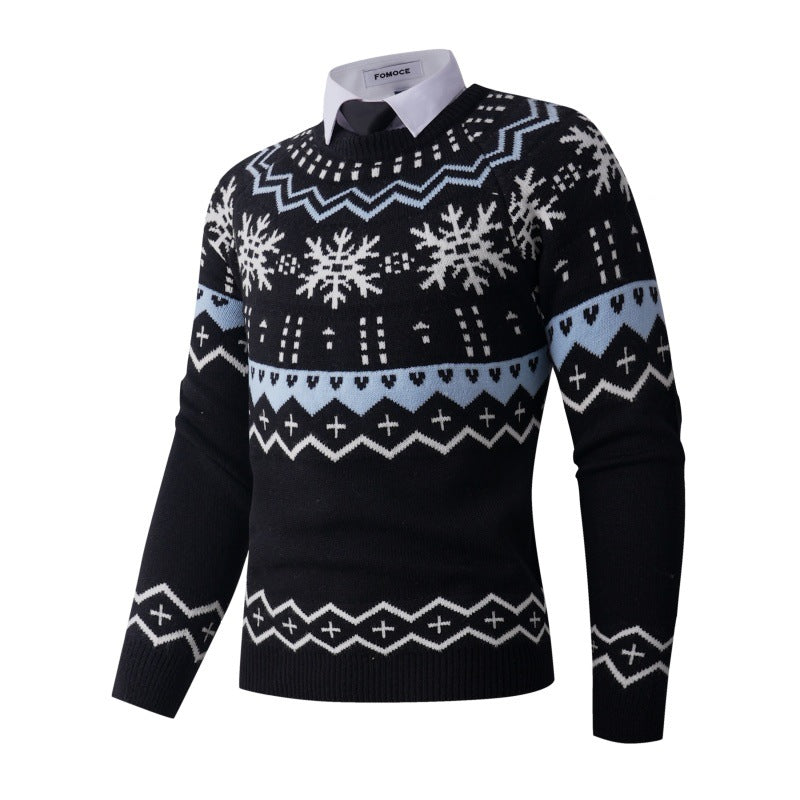 Men's stylish knit sweater with creative snow pattern Lisslune