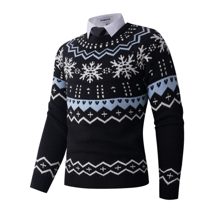 Men's stylish knit sweater with creative snow pattern Lisslune