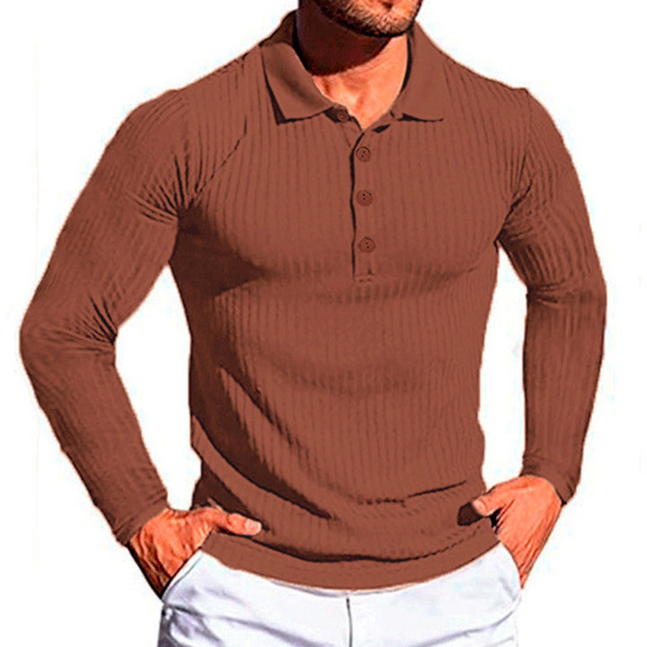 Men's elegant long-sleeved polo shirt in structured design Lisslune