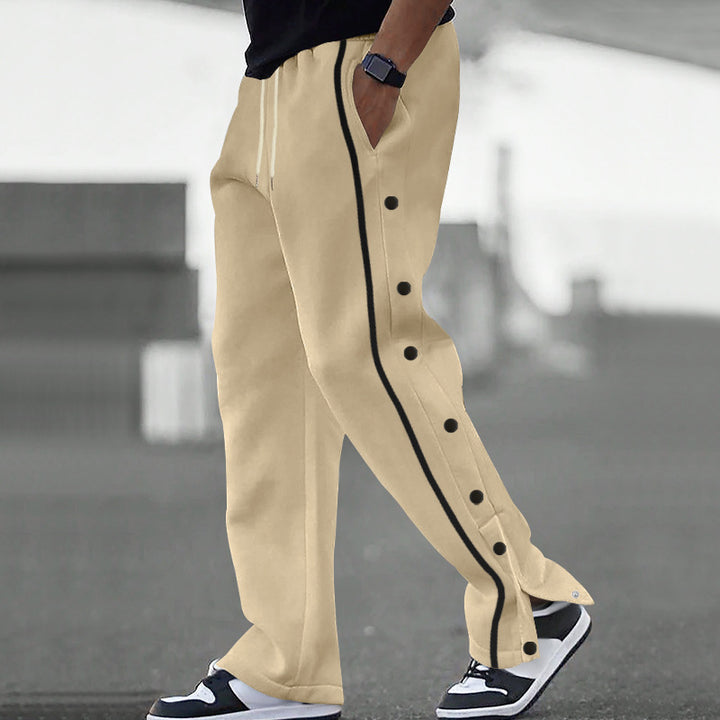 Men's Sporty Loose Jogging Pants with Snap Buttons Lisslune