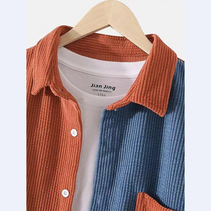 Men's cord shirt with textured fabric and patch breast pocket Lisslune
