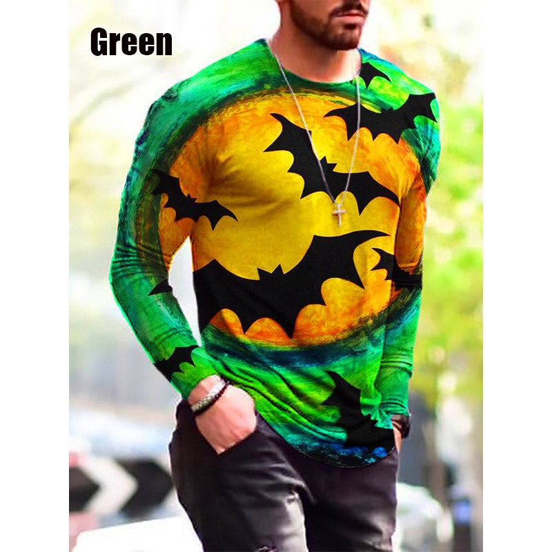 Men's Long Sleeve T-Shirt with Creative Halloween Print Lisslune