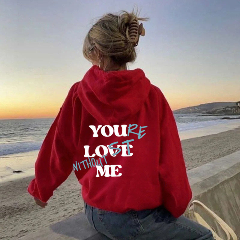 Women Oversized Hoodie with Inspirational Print Lisslune