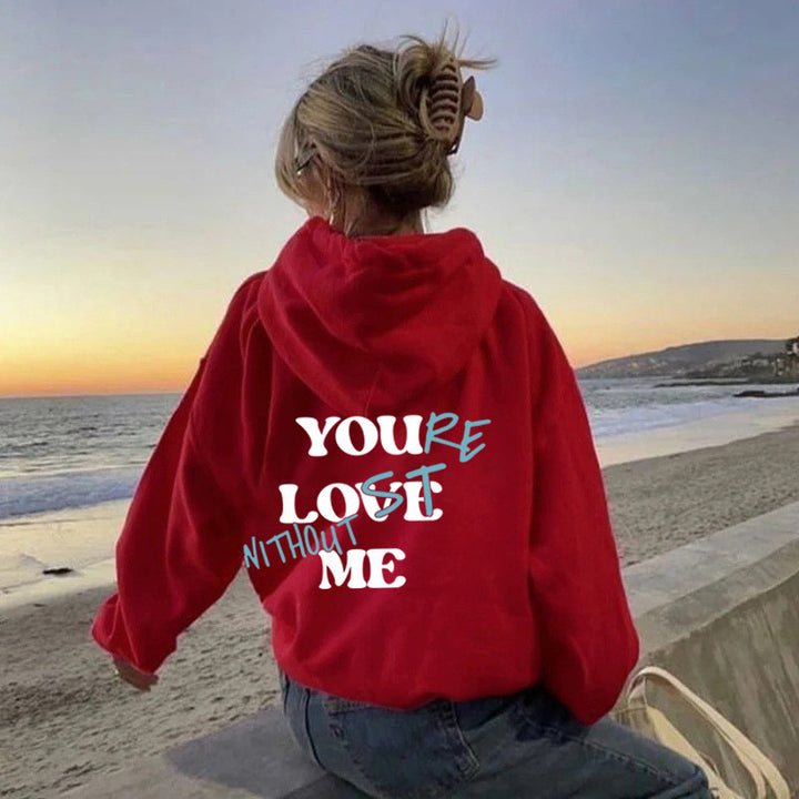 Women Oversized Hoodie with Inspirational Print Lisslune