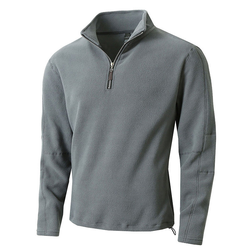 Men's fleece pullover with half-length zipper and stand-up collar Lisslune