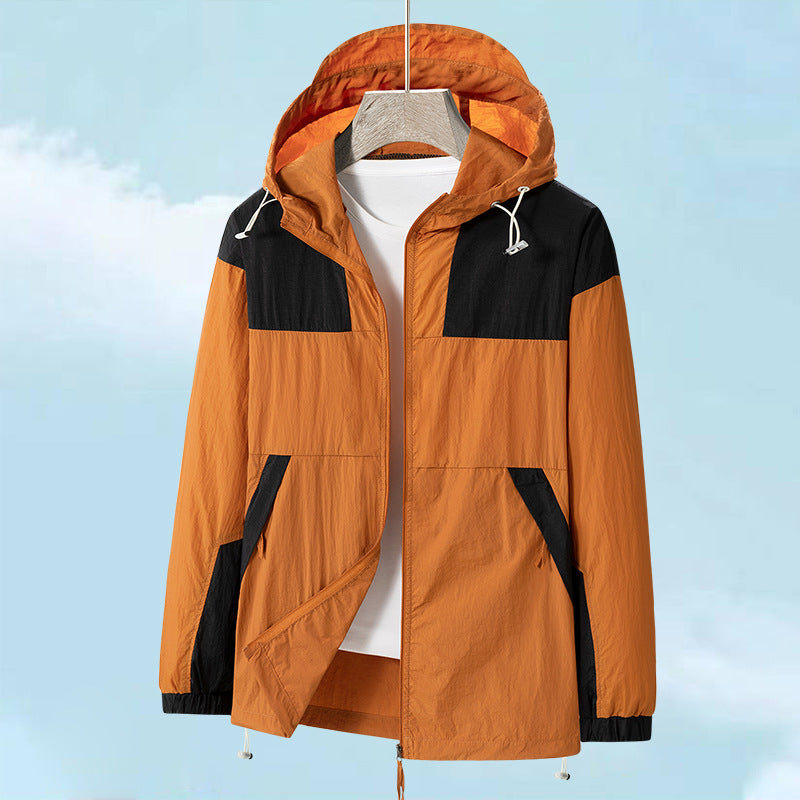 Men's Windbreaker Jacket with Adjustable Hood and Breathable Inserts Lisslune