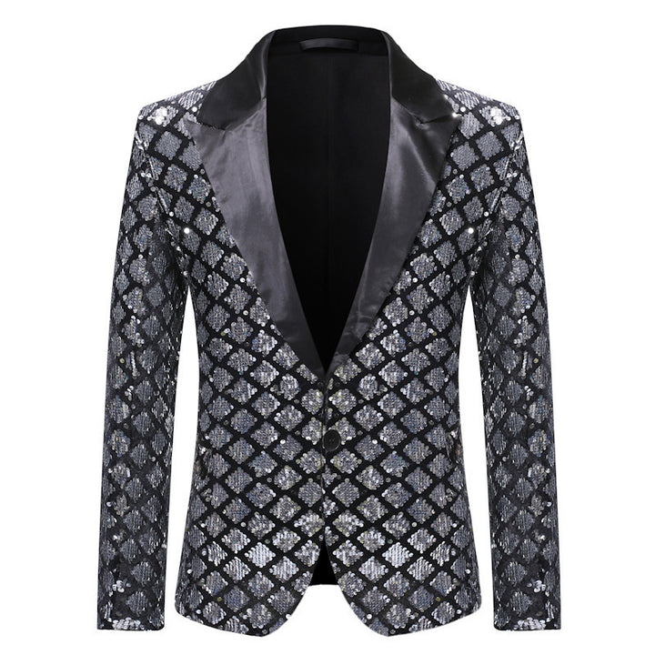 Men's elegant sequin blazer jacket with classic lapel Lisslune