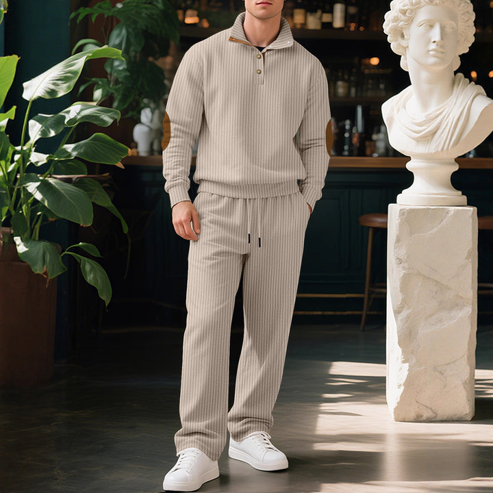 Men's sporty sweatshirt with innovative button placket design and fashionable accents Lisslune