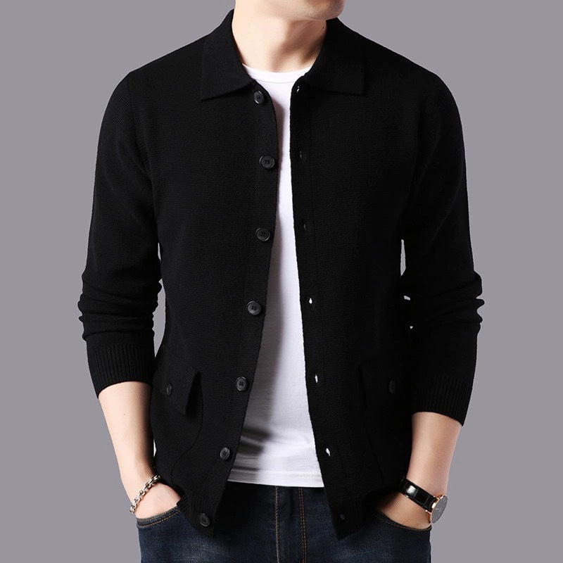 Men's Structured Cardigan with Button Closure and Practical Pockets Lisslune