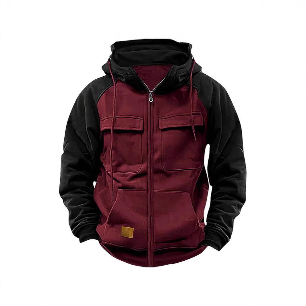 Men's sporty hooded jacket with practical breast pockets and warm fleece material Lisslune