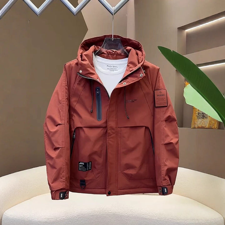 Men's Functional Outdoor Jacket with Adjustable Hood Design and Practical Pockets Lisslune