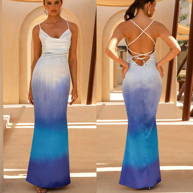 Women's elegant maxi dress with delicate ombre effect Lisslune