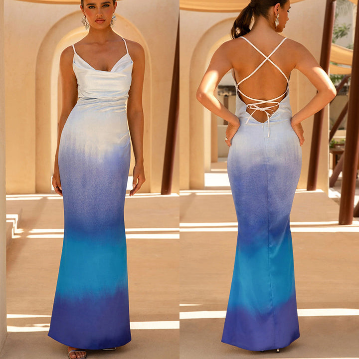 Women's elegant maxi dress with delicate ombre effect Lisslune