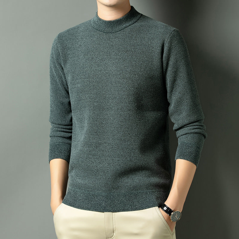Men's Fine Knit Sweater with High Collar Lisslune