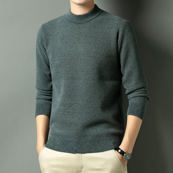 Men's Fine Knit Sweater with High Collar Lisslune