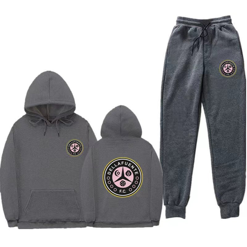 Women's comfortable leisure lounge suit with kangaroo pocket and modern logo Lisslune