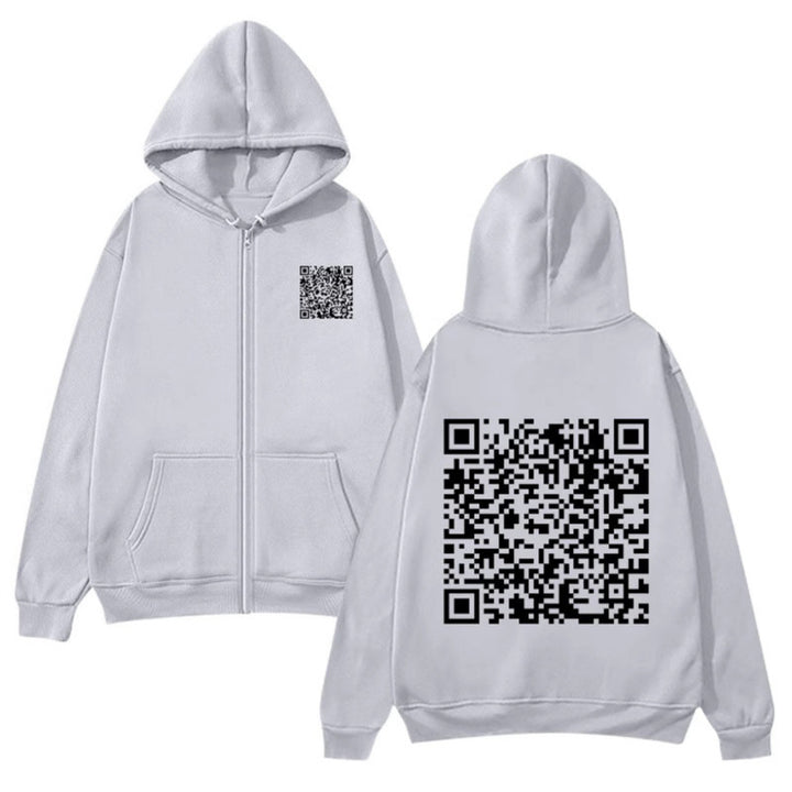 Women's hoodie jacket with QR code design and soft fleece Lisslune