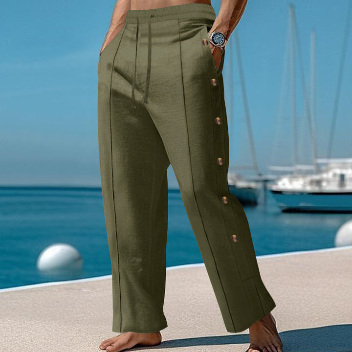 Men's elegant summer pants with side buttons Lisslune