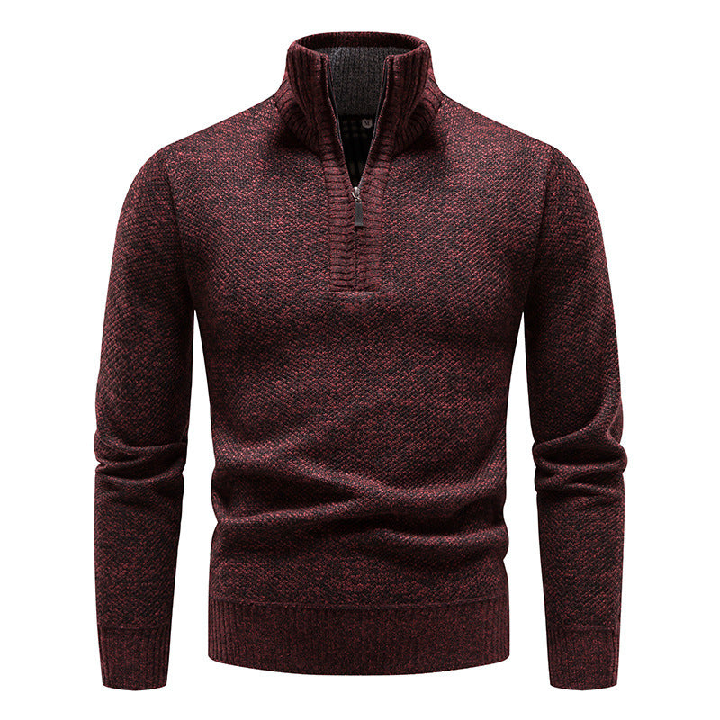 Men's sporty knit sweater with half zipper and textured design Lisslune