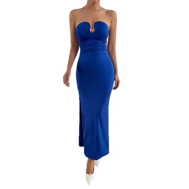 Damen Elegantes trägerloses Maxikleid mit raffiniertem Schlüssel-Ausschnitt und figurformendem Schnitt Lisslune