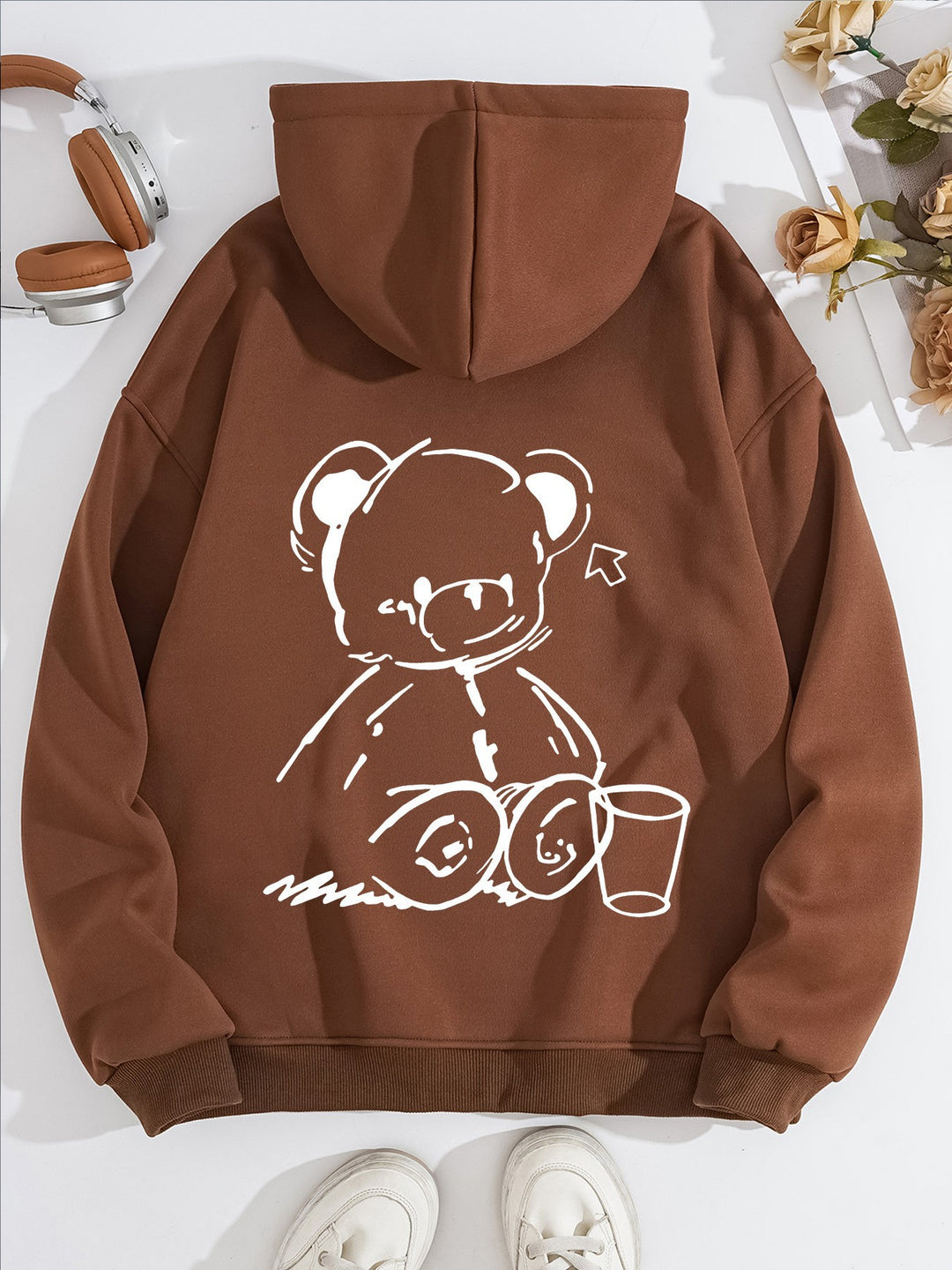 Women's Hoodie with Casual Bear Design Lisslune