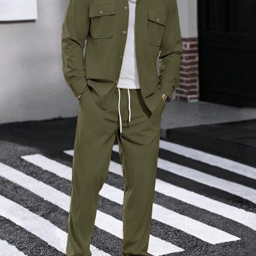 Men's Stylish Shirt Jacket with Two Flap Pockets Lisslune