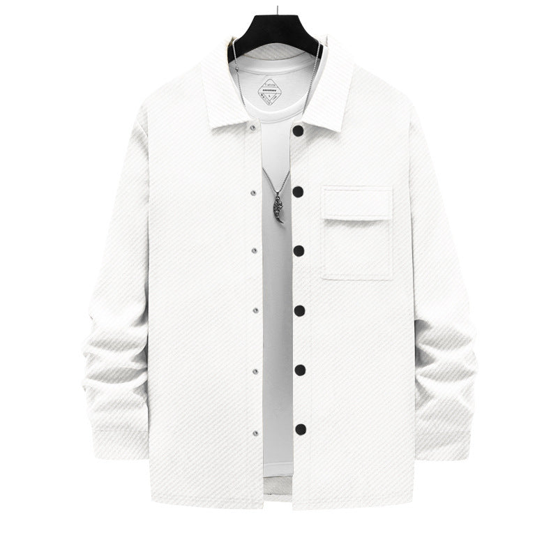 Men's fashionable overshirt jacket with textured surface and practical chest pocket Lisslune