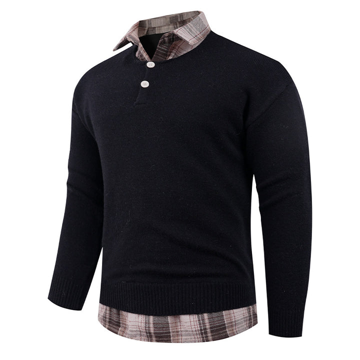Men's sweater with integrated shirt collar and button details Lisslune