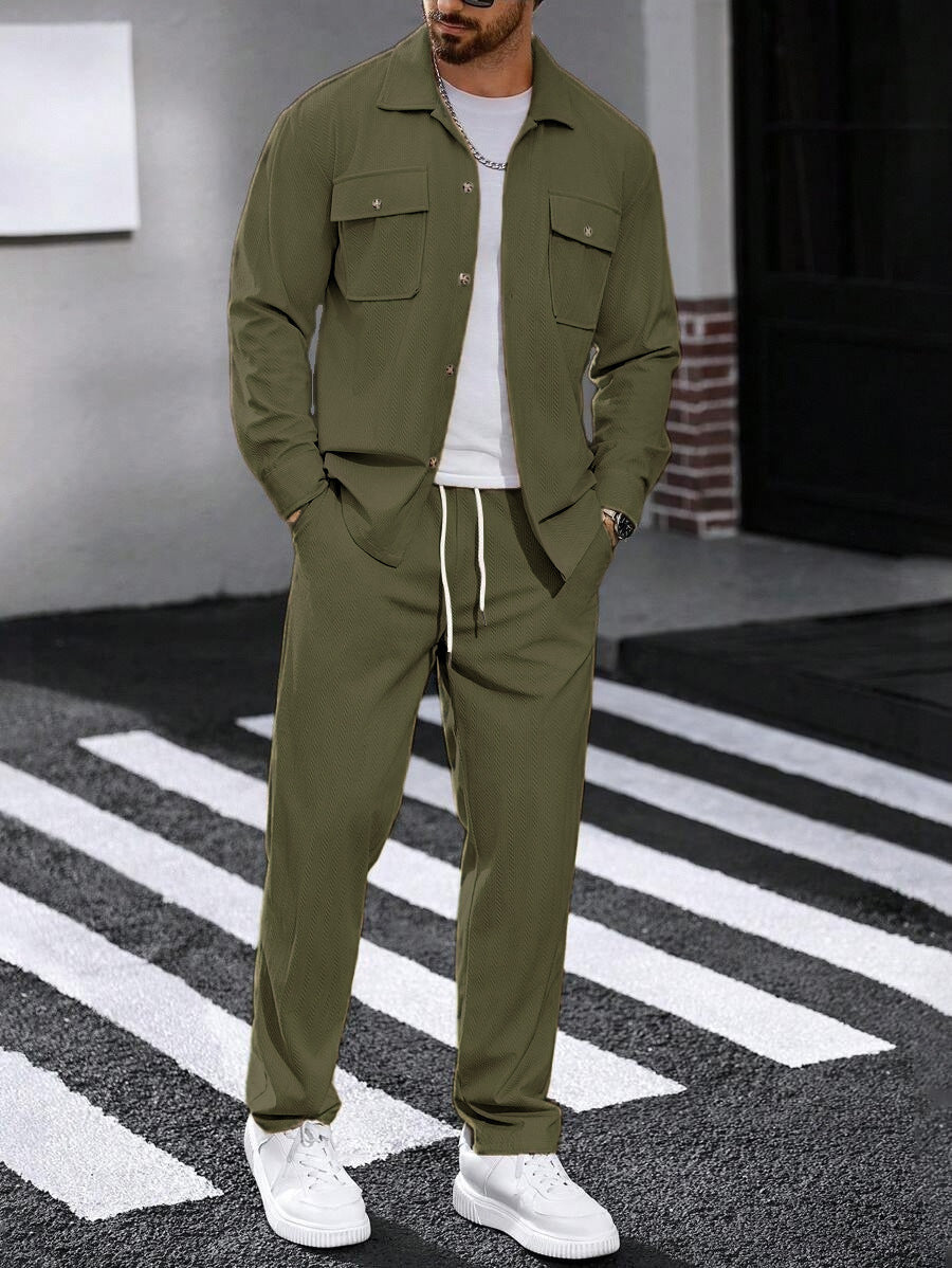 Men's Stylish Shirt Jacket with Two Flap Pockets Lisslune