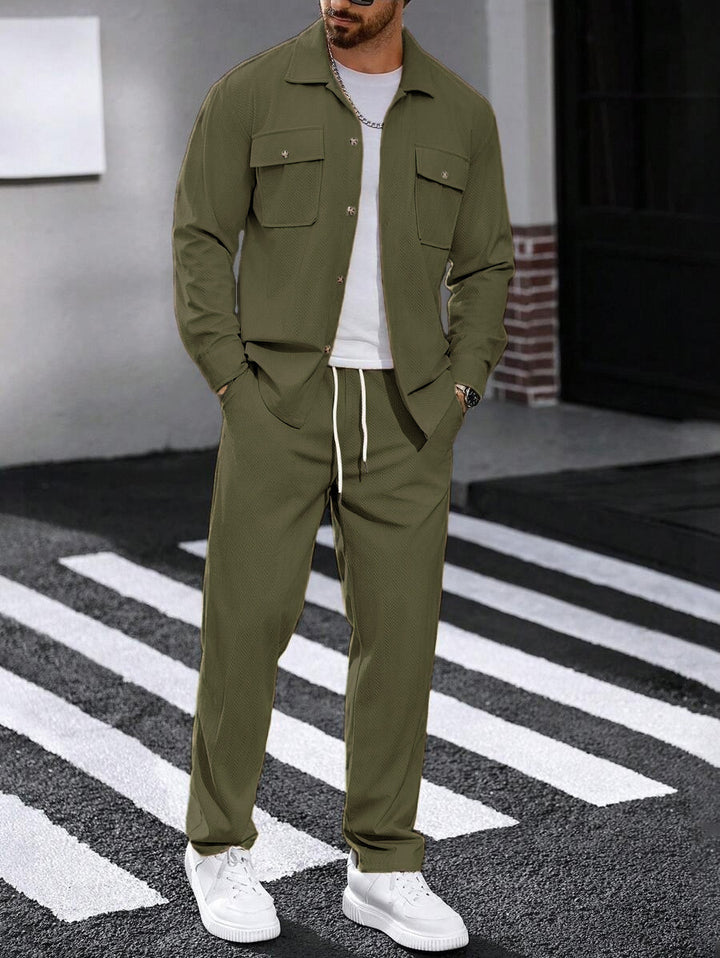 Men's Stylish Shirt Jacket with Two Flap Pockets Lisslune