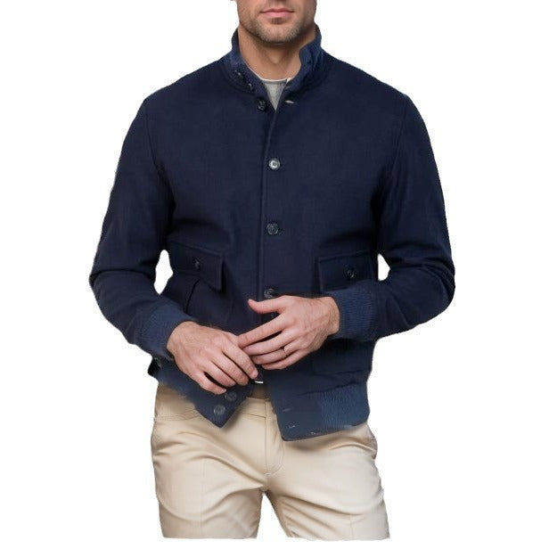 Men's fashionable transitional jacket with practical stand-up collar and functional zippered pockets Lisslune
